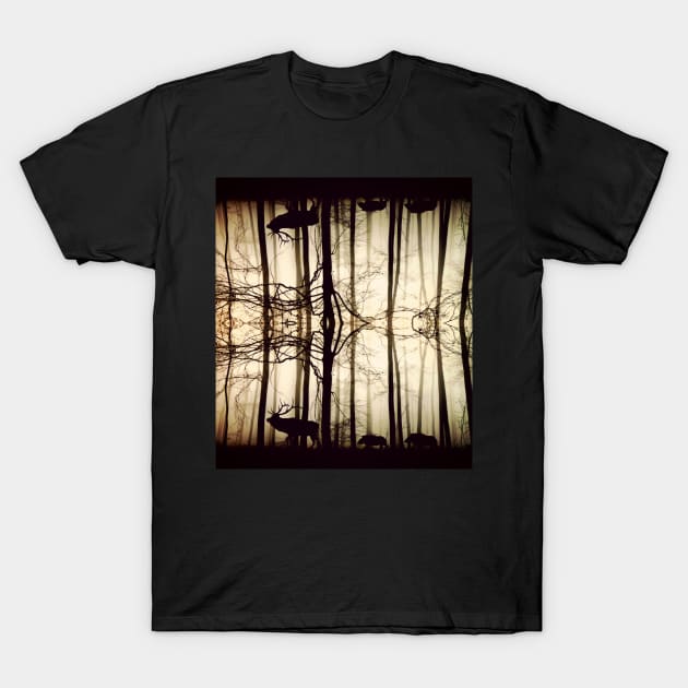 Mirror Forest Animals T-Shirt by i2studio